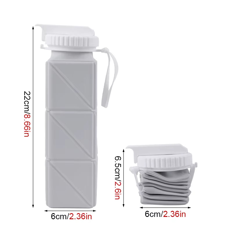 Collapsible Water Bottle with Leakproof Valve, Reusable Silicone Water Bottle for Travel, Gym, Camping, Sport