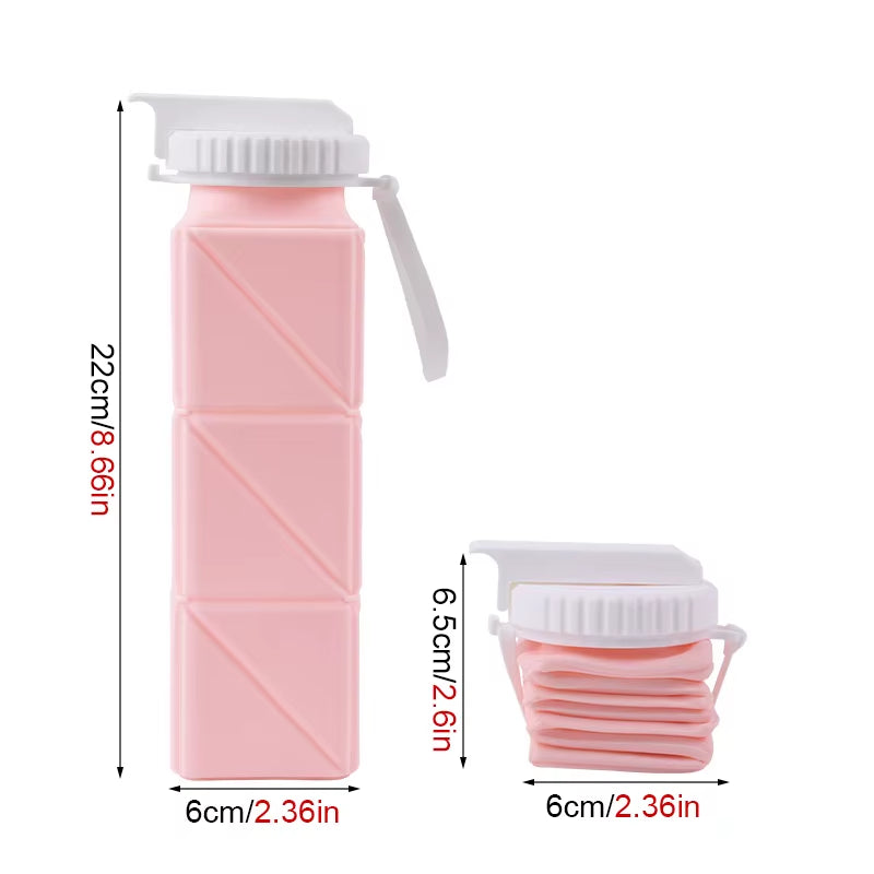 Collapsible Water Bottle with Leakproof Valve, Reusable Silicone Water Bottle for Travel, Gym, Camping, Sport
