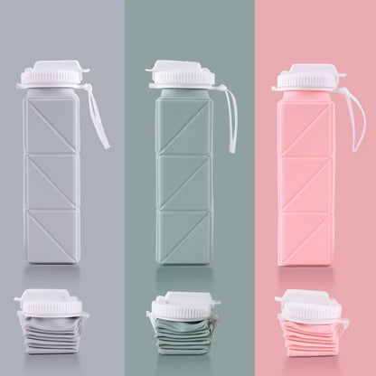 Collapsible Water Bottle with Leakproof Valve, Reusable Silicone Water Bottle for Travel, Gym, Camping, Sport